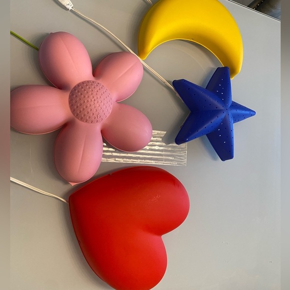 IKEA Kids Wall Lamps – Moon, Star, Flower & Heart – Set of 4 - Picture 5 of 8